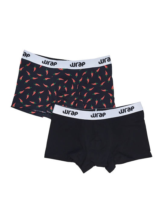 Men's Boxers Black with Patterns 2Pack