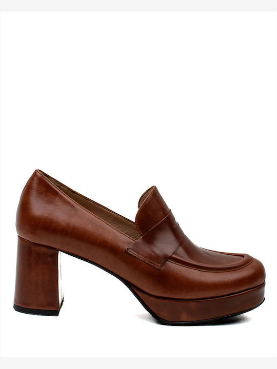 Leather Tabac Brown Heels