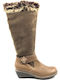 Suede Women's Boots with Zipper & Fur Tabac Brown