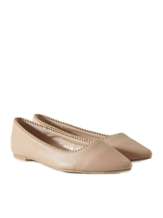 Feng Shoe Γυναικείες Μπαλαρίνες σε Μπεζ Χρώμα