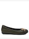 Leather Ballerinas Khaki