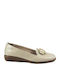 Casual Leather Women's Moccasins in Beige Color