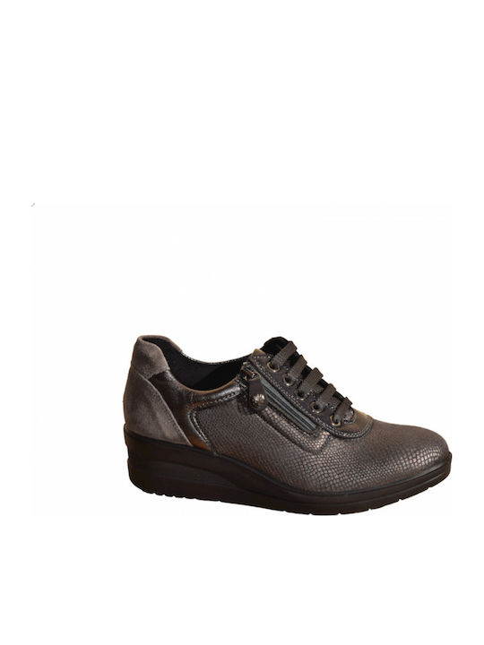 Leather Women's Moccasins in Gray Color