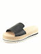 Leather Women's Flat Sandals in Black Color