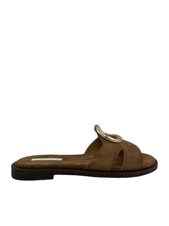 Sandals K2 Leather Women's Flat Sandals in Brown Color