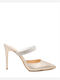 Mules with Thin High Heel in Beige Color