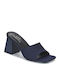 Malixia Mules με Χοντρό Ψηλό Τακούνι σε Navy Μπλε Χρώμα