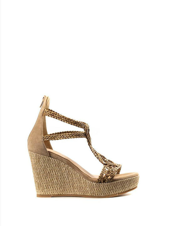 Damenplattformen Beige