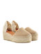 Java34 Women's Fabric Platform Espadrilles Beige