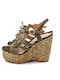 Damenplattformen Khaki