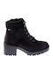 Suede Women's Ankle Boots with Medium Heel Black