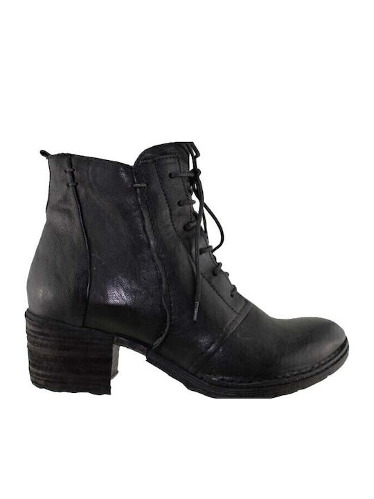 Leder Stiefeletten Damen Schwarz