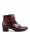 Leather Women's Ankle Boots Burgundy