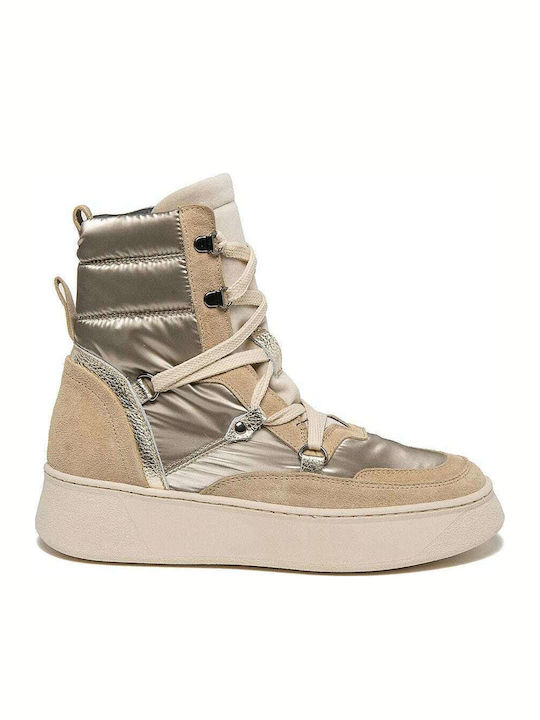 Janet & Janet Leather Women's Ankle Boots Beige