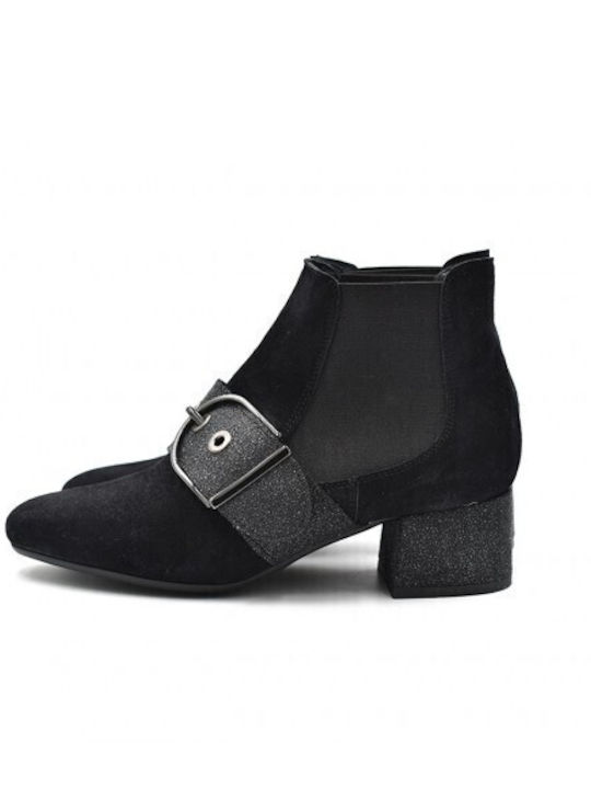 Wildleder Damen Chelsea Stiefeletten Schwarz