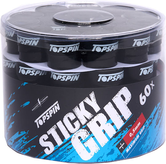 Topspin Sticky Tennis Overgrips 0.50mm X 60 Black