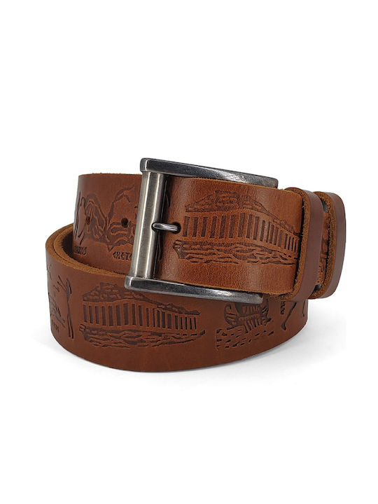 Breit Herren Gürtel Leder Braun