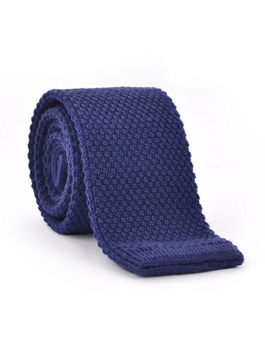 Monte Napoleone Men's Tie Synthetic Knitted Monochrome in Navy Blue Color