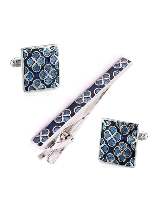 Cufflinks from Steel in Blue Color