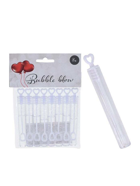 Set/8 Baloane De Săpun 10ml 1x10,5cm Nuntă Inimioare
