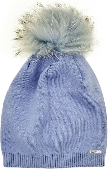 Pom Pom Beanie Frauen Beanie Gestrickt in Hellblau Farbe