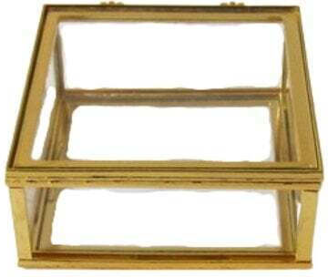 Gläsernes Metallisches Box 7x7x2,5cm Gold