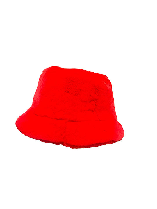 MARKOS LEATHER Frauen Pelzige Hut Eimer Rot