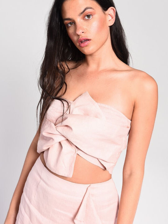 Γυναικεία Καλοκαιρινή Μπλούζα Strapless Ροζ