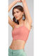 Γυναικείο Καλοκαιρινό Crop Top με Τιράντες Κοραλί