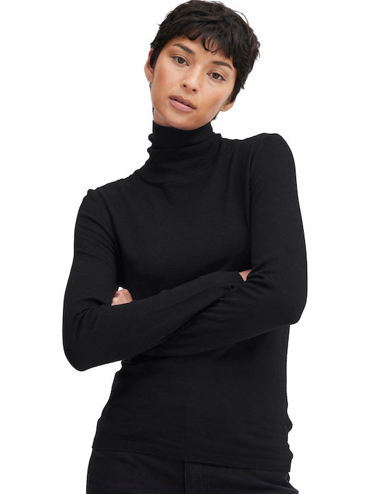 Women's Long Sleeve Sweater Turtleneck Black