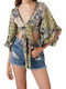 Women's Crop Top with 3/4 Sleeve Multi