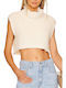 Γυναικείο Crop Top Βαμβακερό Ζιβάγκο Αμάνικο Bone