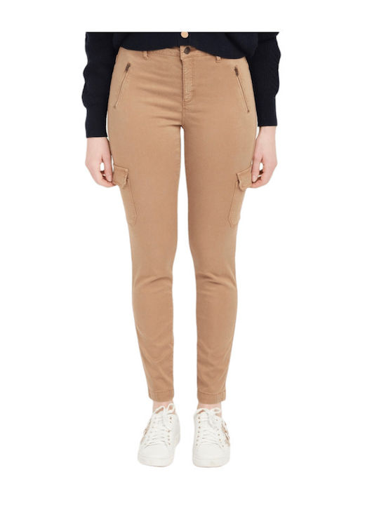 Damen Stoff Cargo Hose Beige