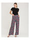 Damen Hoch tailliert Stoff Hose Blumen