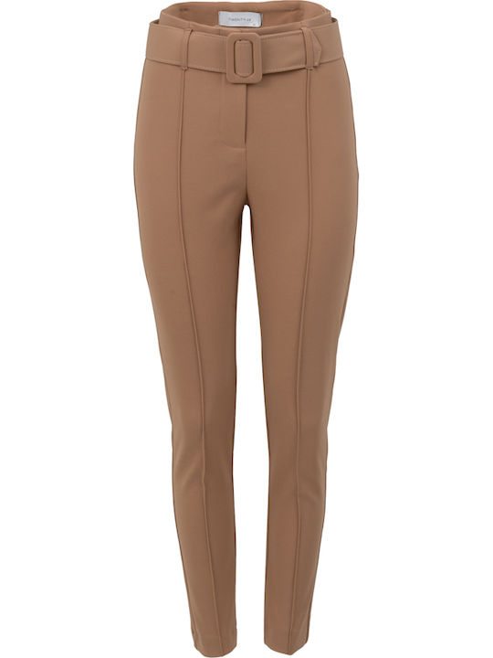 Dama Talie înaltă Tesatura Pantaloni Tabac maro