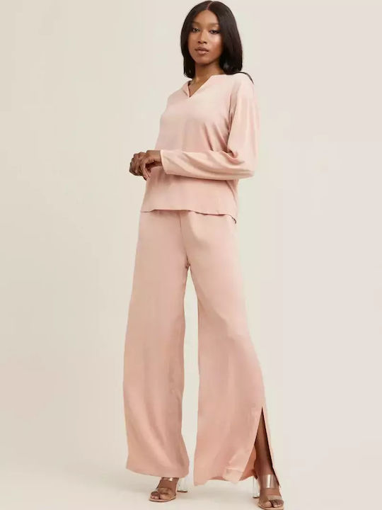 Γυναικείο Dusty Pink Σετ με Παντελόνι