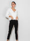Damen Stoff Hose Gestreift Black.