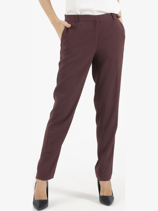 Women's Fabric Trousers Burgundy