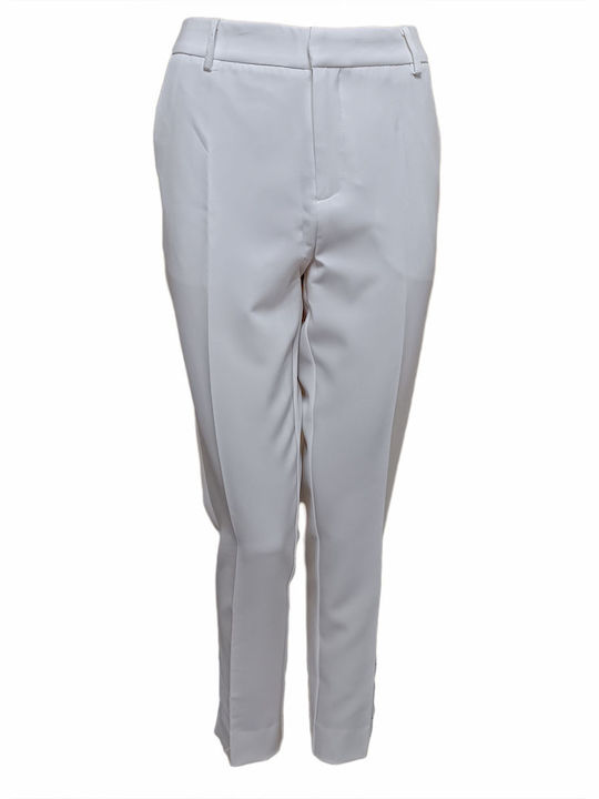 Attentif Women's High-waisted Chino Trousers Regular Fit White