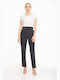 Women's High-waisted Fabric Trousers Navy Blue