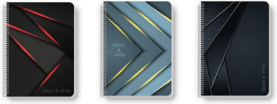 Label Label Spiral Notebook Ruled A4 150 Sheets 5 Subjects Black 1pcs