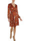 Mini Evening Dress Wrap Brown