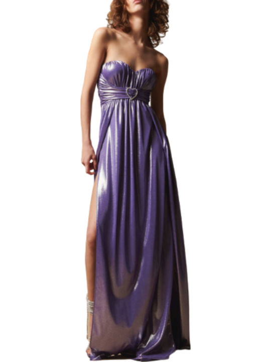 Summer Maxi Evening Strapless Wrap Dress Purple