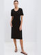 Giota Sommer Midi Damenkleid Schwarz FO-4025