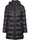 Women's Long Puffer Jacket for Winter with Hood Black