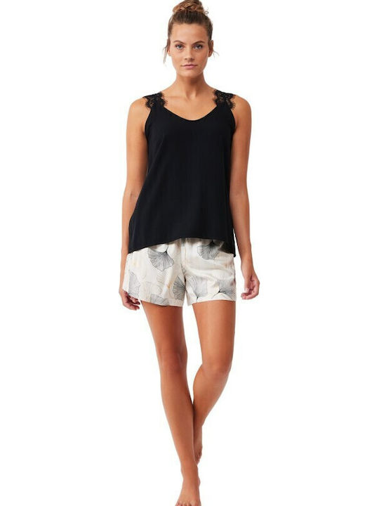 Penye Mood Sommer Damen Pyjama-Set Black