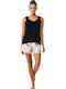 Penye Mood Sommer Damen Pyjama-Set Black