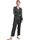 Penye Mood Winter Damen Pyjama-Set Dark Green