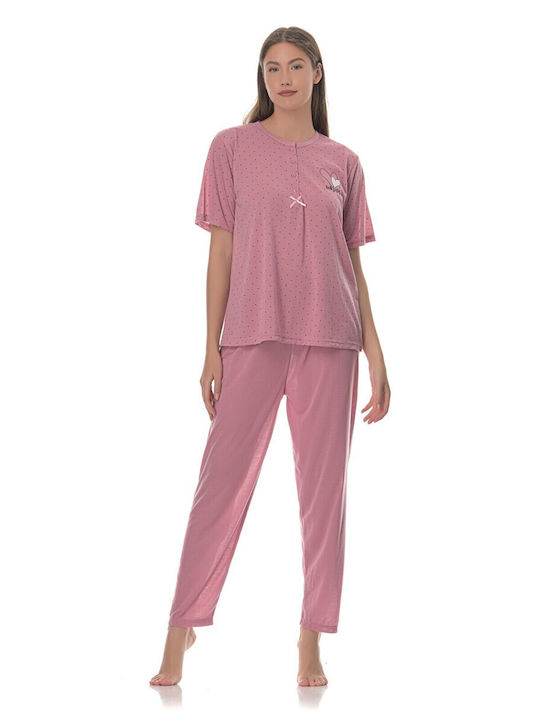 Cootaiya Pantaloni Pijamale pentru Femei Pink Bluză scurtă