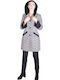Damen Black and white Kurzmantel mit Kapuze